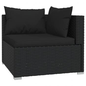 8-tlg. Garten-Lounge-Set mit Kissen Schwarz Poly Rattan