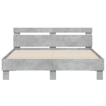 Bettgestell mit Kopfteil LED-Beleuchtung Betongrau 150x200 cm