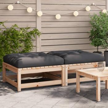ARDEBO.de - Gartenhocker mit Kissen 2 Stk. Massivholz Kiefer