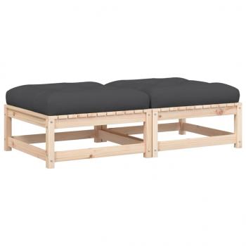 Gartenhocker mit Kissen 2 Stk. Massivholz Kiefer