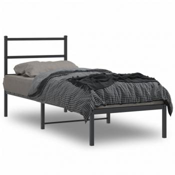 ARDEBO.de - Bettgestell mit Kopfteil Metall Schwarz 75x190 cm