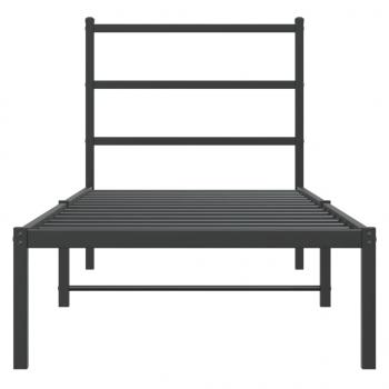 Bettgestell mit Kopfteil Metall Schwarz 75x190 cm