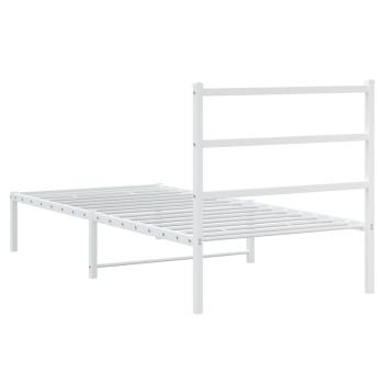 ARDEBO.de - Bettgestell mit Kopfteil Metall Weiß 90x200 cm