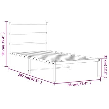 Bettgestell mit Kopfteil Metall Weiß 90x200 cm
