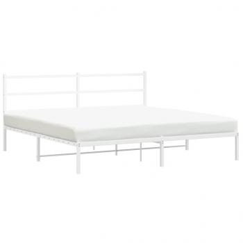 Bettgestell mit Kopfteil Metall Weiß 180x200 cm