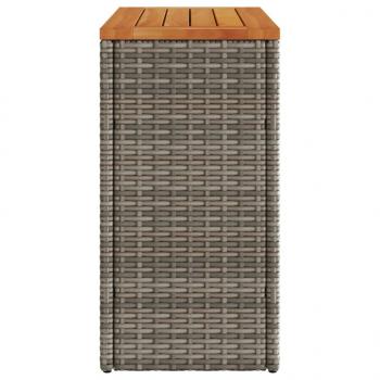 Garten-Beistelltisch mit Holzplatte Grau 58x27,5x55 cm Rattan