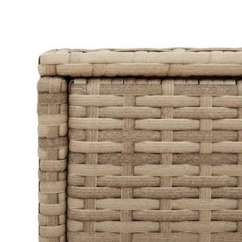 Garten-Beistelltisch Glasplatte Beige 58x27,5x55 cm Poly Rattan