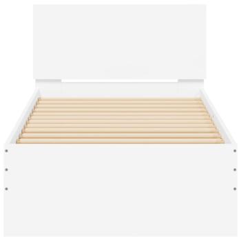 Bettgestell mit Kopfteil und LED-Leuchten Weiß 90x200 cm