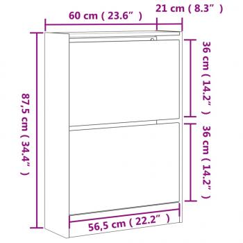 Schuhschrank Grau Sonoma 60x21x87,5 cm Holzwerkstoff