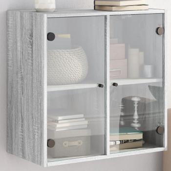ARDEBO.de - Wandschrank mit Glastüren Grau Sonoma 68x37x68,5 cm