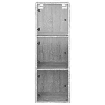 Wandschrank mit Glastüren Grau Sonoma 35x37x100 cm
