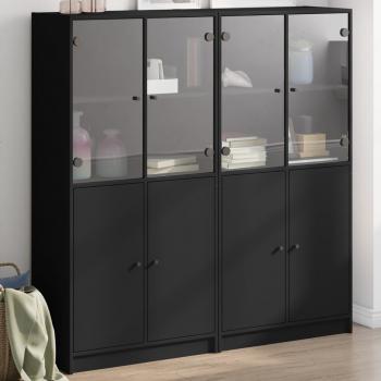 ARDEBO.de - Bücherschrank mit Türen Schwarz 136x37x142 cm Holzwerkstoff