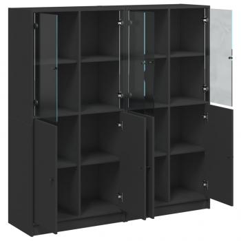 Bücherschrank mit Türen Schwarz 136x37x142 cm Holzwerkstoff