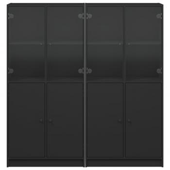 Bücherschrank mit Türen Schwarz 136x37x142 cm Holzwerkstoff