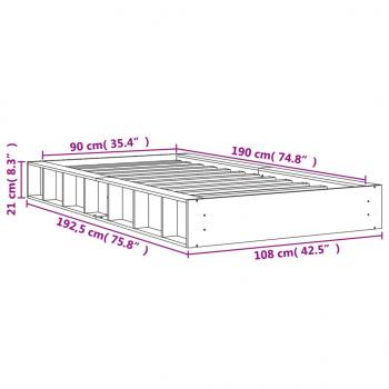 Massivholzbett ohne Matratze Wachsbraun 90x190 cm Kiefernholz