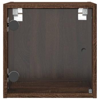Nachttisch mit Glastür Braun Eichen-Optik 35x37x35 cm