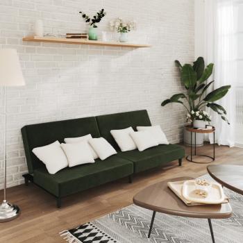 ARDEBO.de - Schlafsofa 2-Sitzer Dunkelgrün Samt