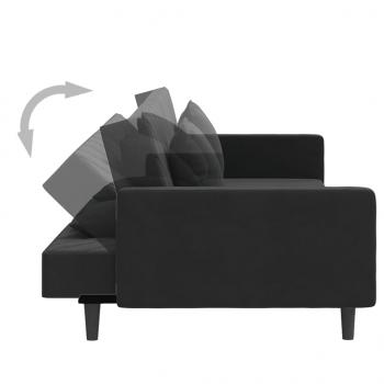 Schlafsofa 2-Sitzer mit 2 Kissen Schwarz Samt