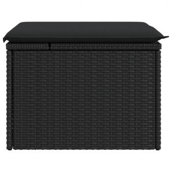 Gartenhocker mit Kissen Schwarz 55x55x37 cm Poly Rattan