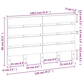 Kopfteil Wachsbraun 120 cm Massivholz Kiefer