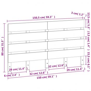 Kopfteil Wachsbraun 150 cm Massivholz Kiefer