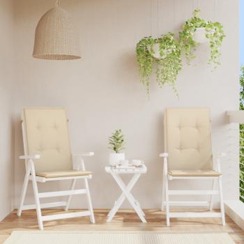 ARDEBO.de - Gartenstuhlauflagen für Hochlehner 2Stk. Beige 120x50x3cm Stoff
