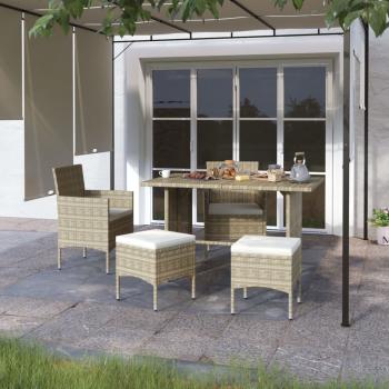 ARDEBO.de - 4-tlg. Gartenstuhl und Hocker Set Poly Rattan Grau
