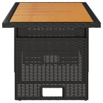 Gartentisch Schwarz 100x50x43/63 cm Akazienholz & Poly Rattan