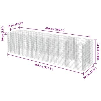 Gabionen-Hochbeet Verzinkter Stahl 450×90×100 cm