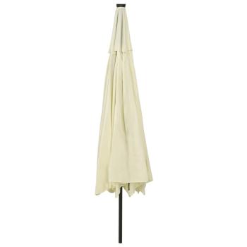 Sonnenschirm mit LED-Leuchten und Metallmast 400 cm Sandfarben