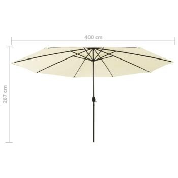Sonnenschirm mit LED-Leuchten und Metallmast 400 cm Sandfarben