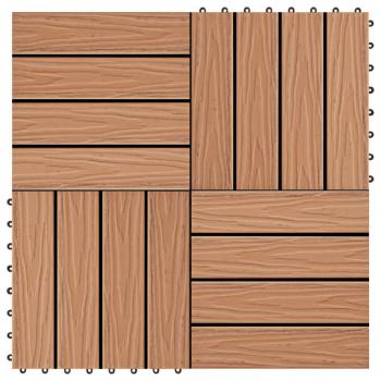 ARDEBO.de - Terrassenfliesen 11Stk. Tief Geprägt WPC 30x30cm 1 qm Teakfarbe