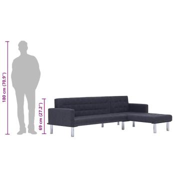Schlafsofa in L-Form Dunkelgrau Polyester