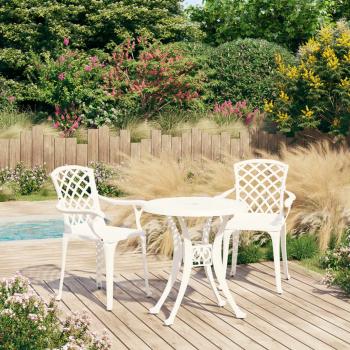 ARDEBO.de - 3-tlg. Bistro-Set Aluminiumguss Weiß