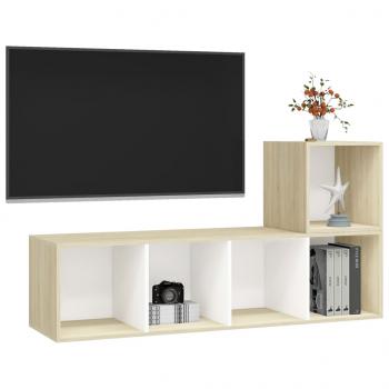 2-tlg. TV-Schrank-Set Weiß Sonoma-Eiche Holzwerkstoff