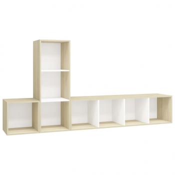 3-tlg. TV-Schrank-Set Weiß Sonoma-Eiche Holzwerkstoff