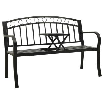 ARDEBO.de - Gartenbank mit Tisch 125 cm Stahl Schwarz