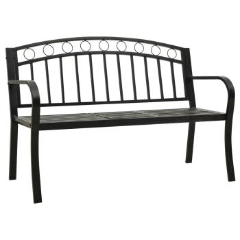 Gartenbank mit Tisch 125 cm Stahl Schwarz