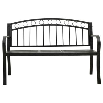 Gartenbank mit Tisch 125 cm Stahl Schwarz