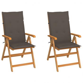 ARDEBO.de - Gartenstühle 2 Stk. mit Taupe Kissen Massivholz Teak