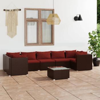 ARDEBO.de - 8-tlg. Garten-Lounge-Set mit Kissen Poly Rattan Braun