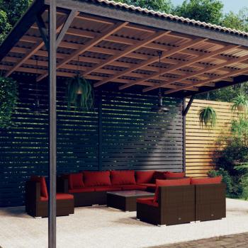 ARDEBO.de - 9-tlg. Garten-Lounge-Set mit Kissen Poly Rattan Braun