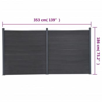 Zaunelement-Set Grau 353x186 cm WPC