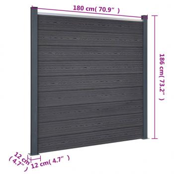 Zaunelement-Set Grau 353x186 cm WPC