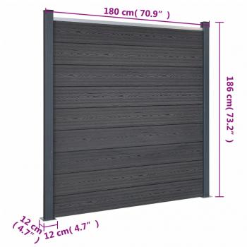 Zaunelement-Set Grau 699x186 cm WPC