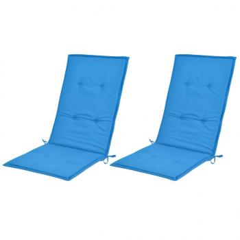 Gartenstuhlauflagen für Hochlehner 2 Stk. Blau 120x50x3cm Stoff