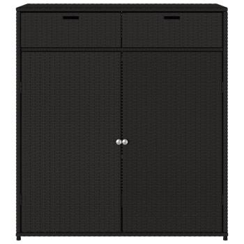 Gartenschrank Schwarz 105x55x113 cm Poly Rattan