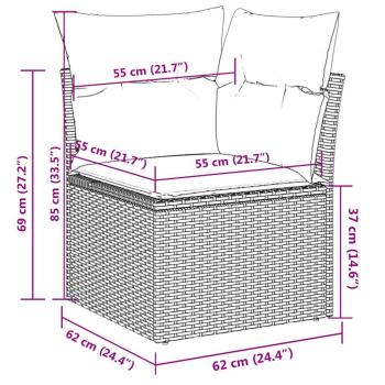 6-tlg. Garten-Sofagarnitur mit Kissen Schwarz Poly Rattan
