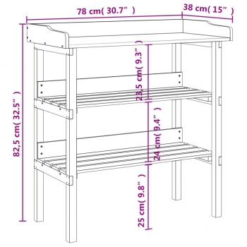 Pflanztisch mit Ablagen Braun 78x38x82,5 cm Massivholz Tanne