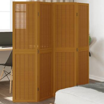 ARDEBO.de - 4-tlg. Raumteiler Braun Massivholz Paulownia